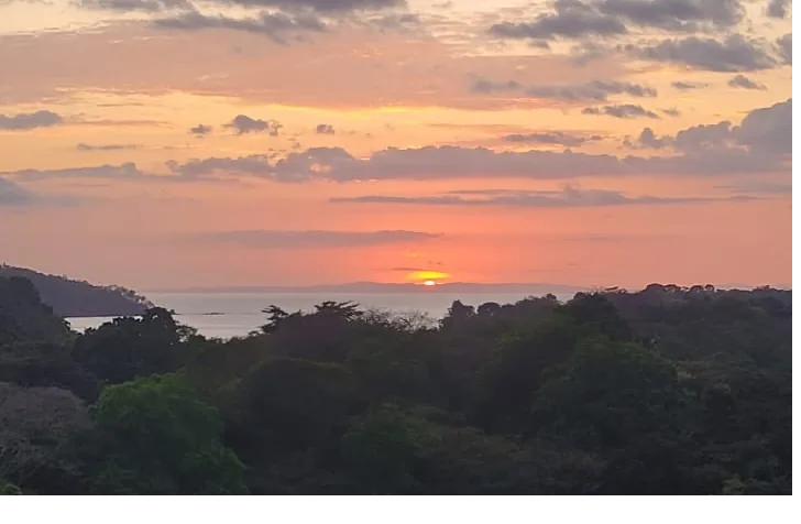 Sunset over the Pacific from the forested hills of western Panama